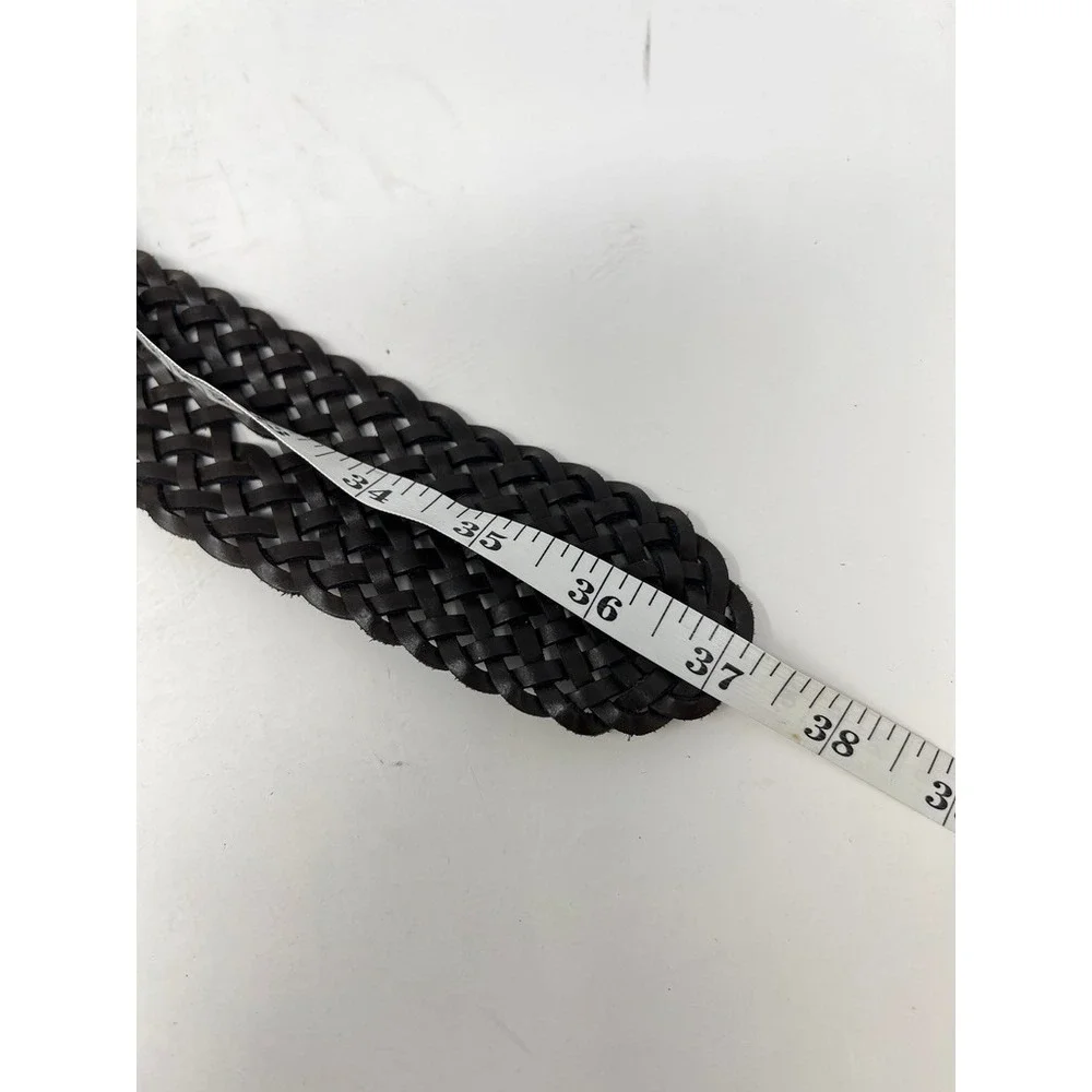 Gap Ladies Black Leather Braided Woven Belt‎ Width Adjustable Small